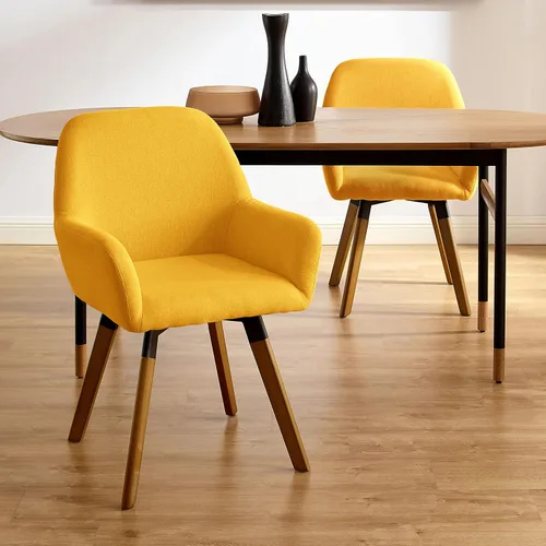 Miniatura 11 de Art Leon Sillas de comedor giratorias, juego de 2 sillas modernas de mediados de siglo, sillas tapizadas de tela de lino para cocina, comedor, silla