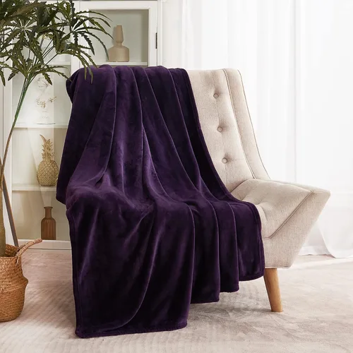 Miniatura 23 de RYB HOME Ropa de Cama Manta de Franela Tamaño Throw Todas las Estaciones Manta Ligera de Microfibra Suave que Ajusta Cubierta de Cama Colcha Crema