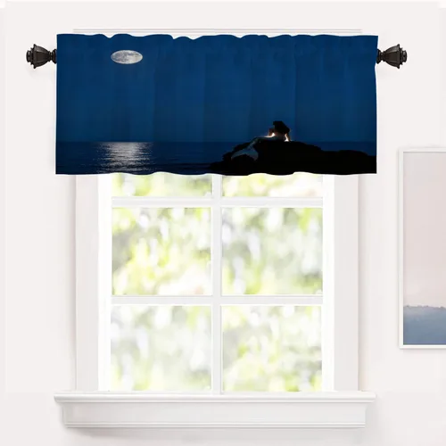 Miniatura 30 de Shrahala Cortinas de hojas de arce otoñales para ventanas de cocina, hojas rojas ardientes, fondo marrón, paneles de cortina de ventana de poliéster