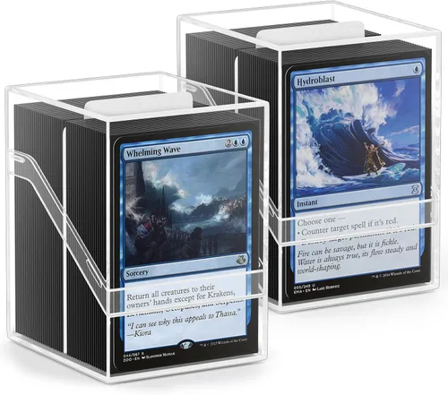 YSCare Paquete de 2 Cajas para Mazos de Cartas, Estuche para Mazo y 200 Fundas para Tarjetas con Divisores, Caja de Almacenamiento Commander Negro