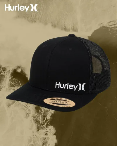 Miniatura 7 de Hurley Sombrero de camionero para hombre, diseño de corp a presión, cómodo, curvado con cierre de presión ajustable, sombreros de camionero