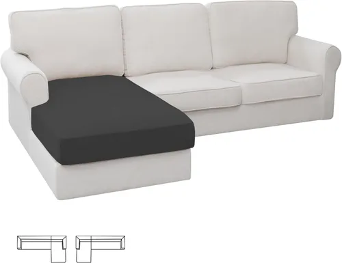 Miniatura 112 de Easy-Going - 4 Fundas de cojín elásticas para sofá seccional, izquierda/derecha, en forma de L, funda de asiento antideslizante, suave, flexible