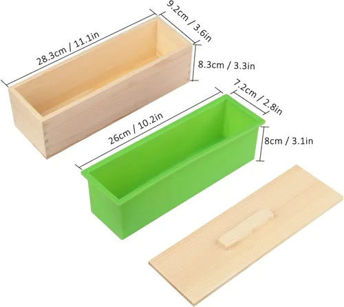 Miniatura 2 de Paquete de 6 moldes para pan de jabón de 42 onzas, moldes de jabón para hacer jabón con cajas de madera, los moldes de barra de jabón se pueden