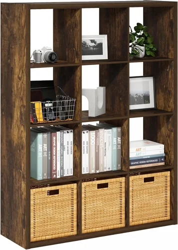 Miniatura 14 de Furinno Organizador de Almacenamiento en Cubos Decorativos con Respaldo Abierto, 4 Cubos, Gris Claro