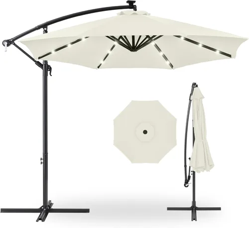 Miniatura 23 de Best Choice Products - Paraguas solar LED de 10 pies para colgar en el mercado o patio Gris