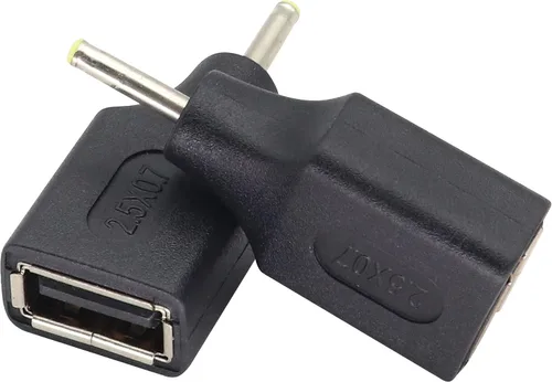 Miniatura 6 de Paquete de 2 adaptadores de corriente CC de 2.5 × 0.028 in a USB CC USB 2.0 A hembra a CC 2.5 × 0.028 in macho 5 V CC conector de barril de carga