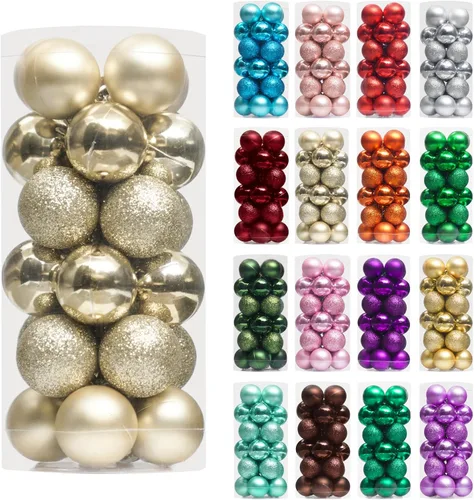 Miniatura 34 de XmasExp - Juego de 24 adornos de bola de Navidad mini irrompibles, adornos para árbol de Navidad, bolas de árbol de Navidad de 30 mm/1.18 pulgadas