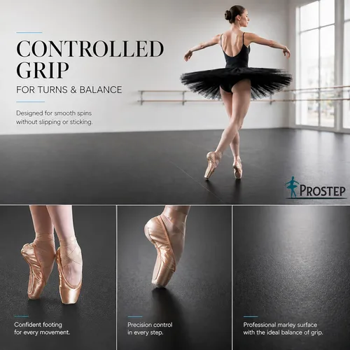 Miniatura 4 de ProStep by FlooringInc - Rollo reversible para pista de baile Marley, suelo de baile portátil de vinilo enrollable para ballet, jazz, moderno