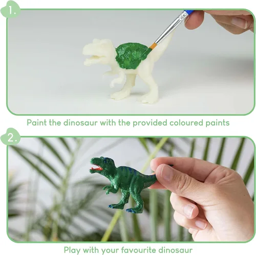 Miniatura 4 de BONNYCO Recuerdos de fiesta de dinosaurios para niños, kit de pintura para niños, paquete de 16, bolsas de regalo de dinosaurio para niños de 3 a 5