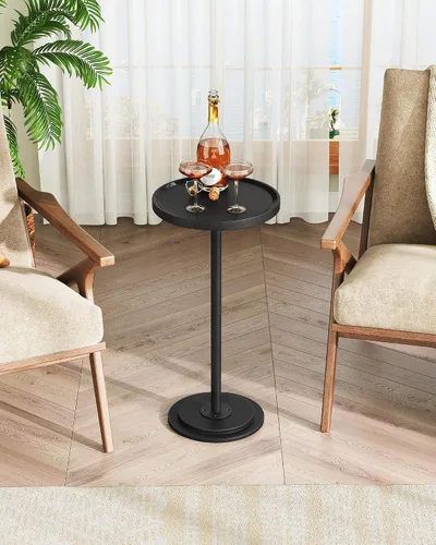 Miniatura 3 de CHOEZON Mesa auxiliar redonda pequeña, mesa de bebidas para espacios pequeños, mesa auxiliar de pedestal Martini, base gruesa, para sala de estar