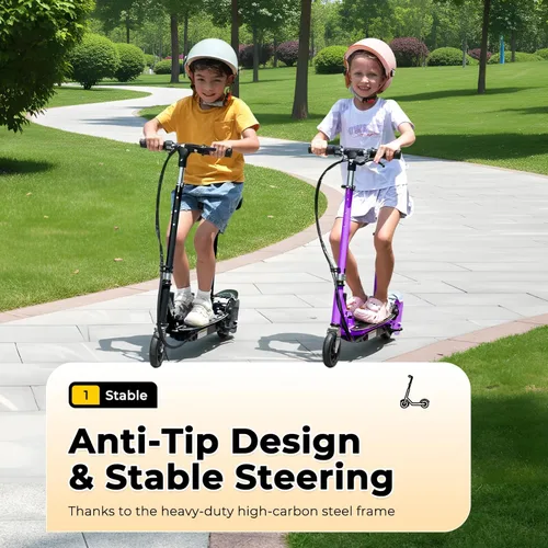 Miniatura 2 de Zupapa Scooter eléctrico con asiento para niños de 6 a 12 años, neumático de 6 pulgadas, hasta 10 mph y 70 minutos de tiempo de conducción