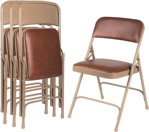 Miniatura 6 de OEF Furnishings OEF1203 Silla plegable acolchada de vinilo de grado comercial (marrón, paquete de 4)