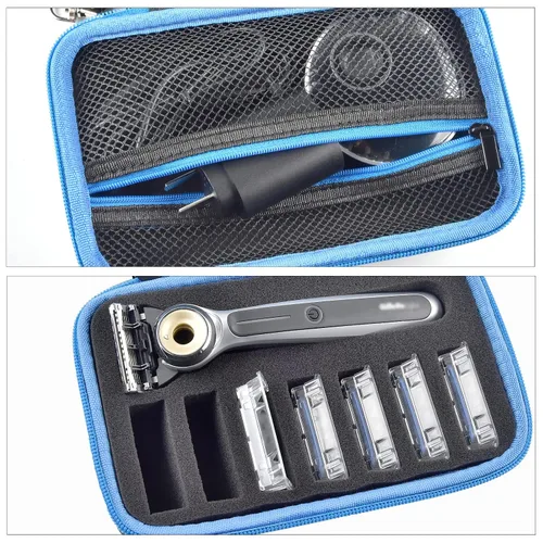 Miniatura 3 de PAIYULE Funda de viaje compatible con Gillette con calefacción, kit de afeitado para hombres, soporte de almacenamiento para recambios de cuchilla
