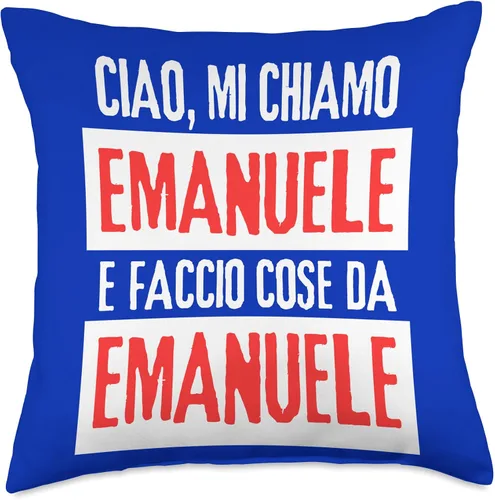 Emanuele Idea Regalo Personalizzata con Nome Ciao Sono Faccio Cose Da Emanuele Personalizzato Throw Pillow, 18x18, Multicolor