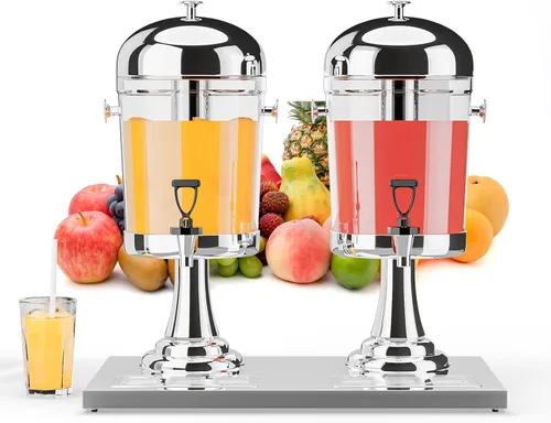 ROVSUN Dispensador de bebidas de 4.4 galones/16.6L para fiestas, dispensador de bebidas con soporte, dispensador de bebidas de acero inoxidable con