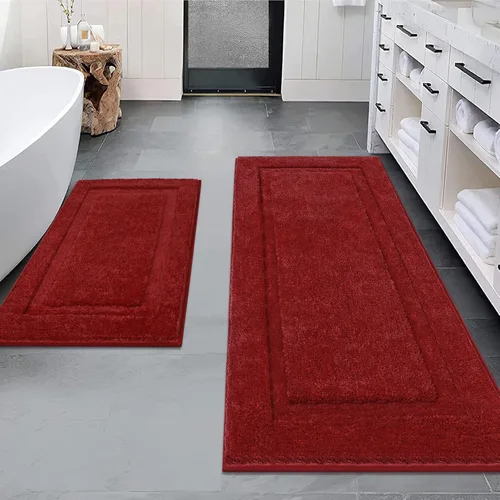 Miniatura 13 de SHACOS Juego de alfombras pequeñas de baño de 2 piezas con tapetes de baño en forma de U, tapetes de inodoro de 16x24 + 20x24 pulgadas, tapetes