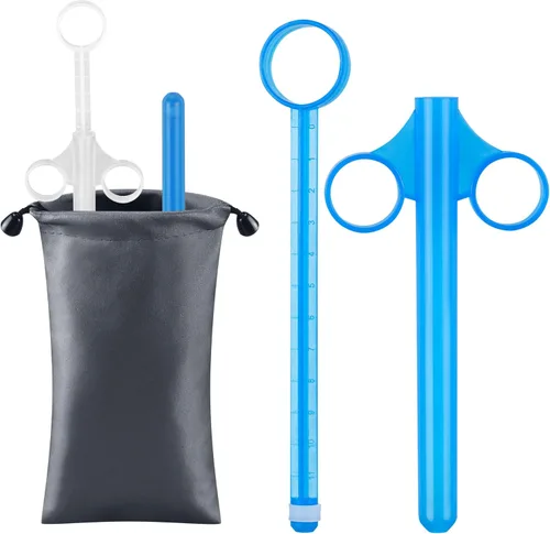 Miniatura 7 de [2 piezas + bolsa de almacenamiento] Jeringa aplicadora de lubricante con escalas precisas de 0.3 fl oz, disparador de lubricante anal de 6.5 Negro