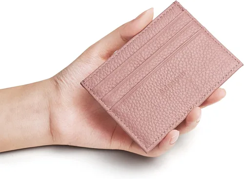 Miniatura 31 de Cartera de tarjeta de crédito de cuero genuino, billetera minimalista, inserciones de billetera delgada, 003, Estuche para tarjetas de crédito