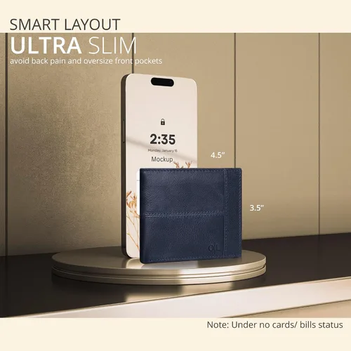 Miniatura 86 de Carteras RFID delgadas para hombres - Cartera de bolsillo frontal de piel genuina