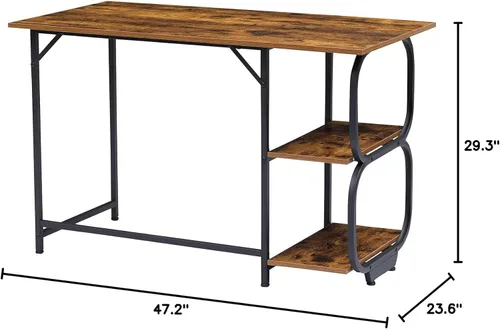 Miniatura 2 de Anivia - Escritorio para computadora de oficina en casa con 2 estantes de almacenamiento en el lado izquierdo o derecho, mesa de madera