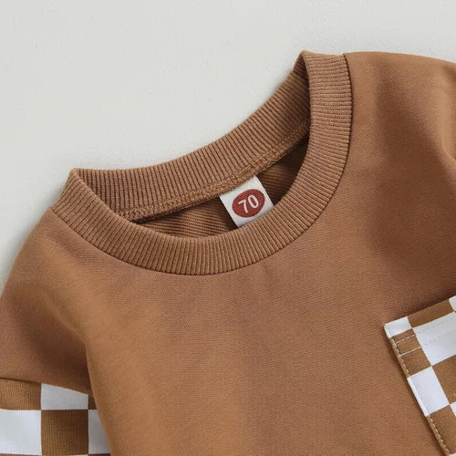 Miniatura 68 de Conjunto de ropa de otoño e invierno para bebé niño pequeño, sudadera de manga larga con colores contrastantes, pantalones elásticos para recién