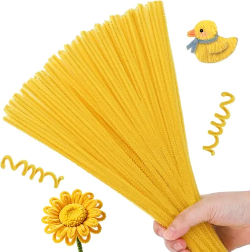Miniatura 28 de Hssugi Limpiapipas plateadas, 100 piezas de limpiadores de pipas para manualidades, limpiadores de pipas dorados con purpurina a granel