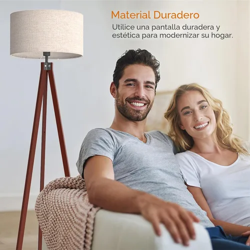 Miniatura 5 de LEPOWER Lámpara de pie trípode de madera, lámpara de pie de mediados de siglo, luz de estudio de diseño moderno para sala de estar, dormitorio, sala