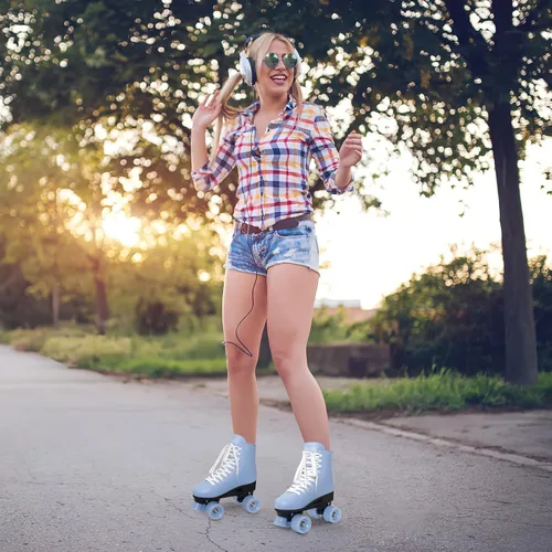 Miniatura 4 de Nattork Patines de ruedas para mujeres, para exteriores, interiores, cuatro ruedas, divertidos y modernos, para hombres, niñas y niños, color azul