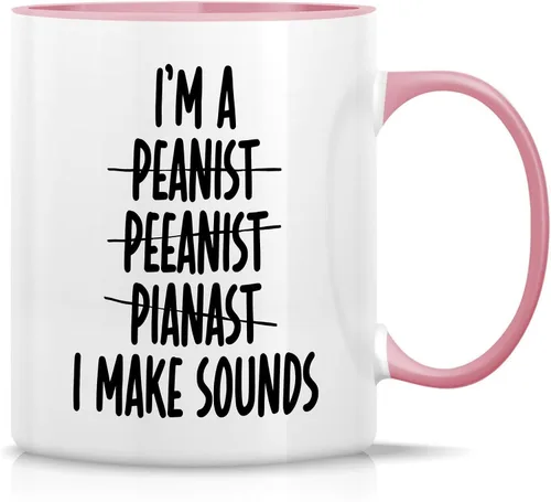 Miniatura 14 de Retreez - Taza divertida con texto en inglés "Without Music Life Would B Flat Musician", 325 ml, tazas de café de cerámica, divertidas, sarcásticas