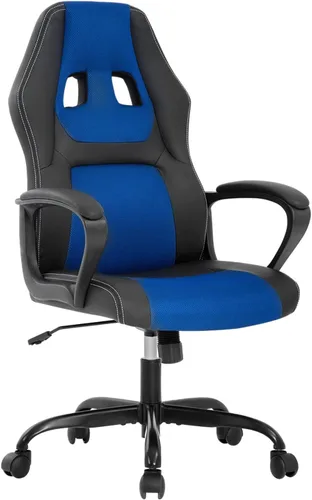Miniatura 9 de Silla de juegos de piel sintética, ergonómica, silla de oficina, sillas ejecutivas para computadora, respaldo alto, tarea de computadora con soporte