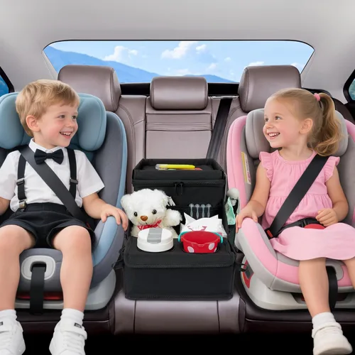 Miniatura 2 de Organizador de automóvil para niños, organizador de asiento trasero para niños y organizador de asiento de pasajero para adultos, enfriador y Negro
