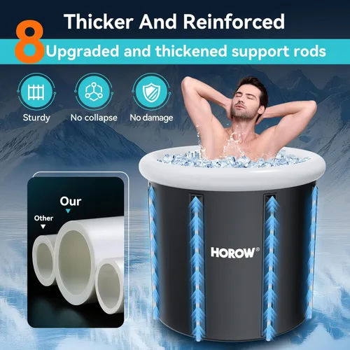 Miniatura 6 de HOROW Bañera de hielo fría con tapa, baño de hielo portátil de múltiples capas para terapia de agua fría y recuperación, uso en interiores