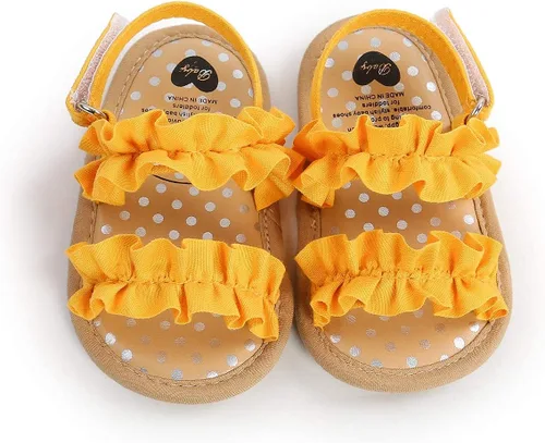 Miniatura 4 de COSANKIM Sandalias de verano para bebés y niñas con suela suave de flores, zapatos de vestir para cuna, recién nacidos, para recién nacidos