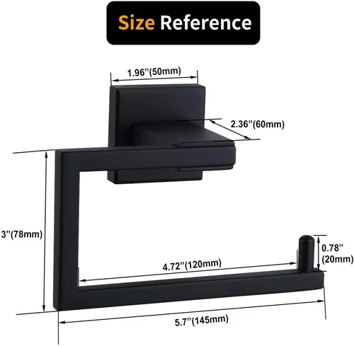 Miniatura 6 de Soporte de papel higiénico negro mate SUS 304 de acero inoxidable montado en la pared Soporte de rollo de papel higiénico para baño