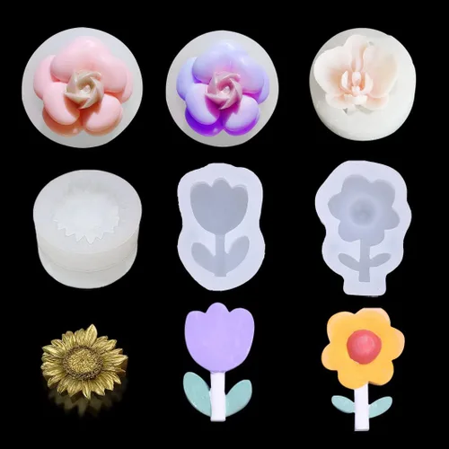 Miniatura 10 de Rolin Roly Molde de flor de resina, moldes de resina para plantas, molde de cristal epoxi 3D, moldes de flores de silicona epoxi para decoración