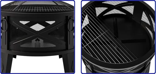 Miniatura 4 de Fire Beauty Hoguera de Acero de 26" con Rejilla de Parrilla y Pantalla de Chispas, Tecnología de Impulso de Flujo de Aire de 360°, Menos Humo
