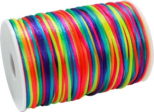 Miniatura 11 de FQTANJU Cordón de nailon satinado de 300 pies de 0.079 in para nudos chinos, artes y manualidades, pulseras de macramé, collares, fabricación