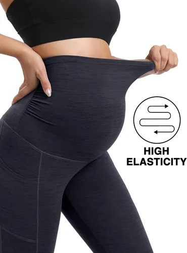 Miniatura 4 de Heathyoga Leggings de maternidad con bolsillos, leggings de embarazo para mujer, leggings de entrenamiento de maternidad, pantalones de yoga