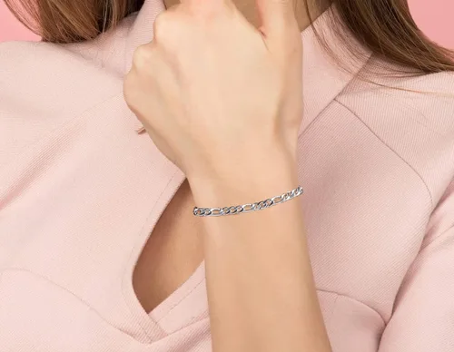 Miniatura 5 de Savlano Pulsera de cadena de eslabones de Figaro de plata de ley 925 para hombres y mujeres, hecha en Italia, viene en caja de regalo, Metal, n