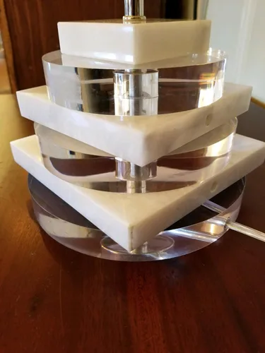 Miniatura 4 de B&P Lamp® Base de lámpara de acrílico transparente redonda de 4 pulgadas de diámetro con forma de alambre