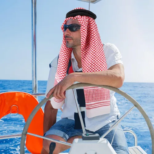 Miniatura 6 de Bufanda árabe Shemagh musulmana Keffiyeh para la cabeza, pañuelo árabe táctico del desierto con cuerda de Aqel, accesorios de disfraz de Halloween