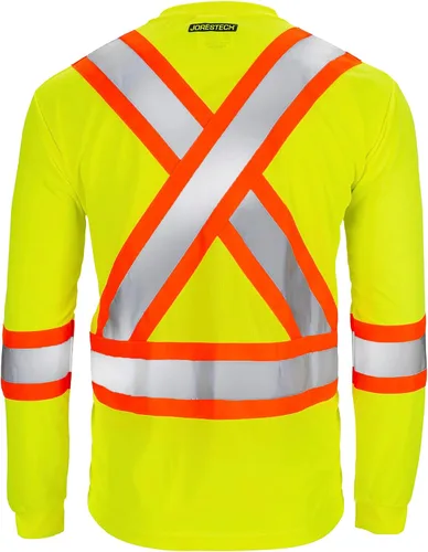 Miniatura 6 de JORESTECH Camiseta de seguridad de manga larga de alta visibilidad con espalda en X reflectante, cumple con ANSI y CSA (S-TS-15)