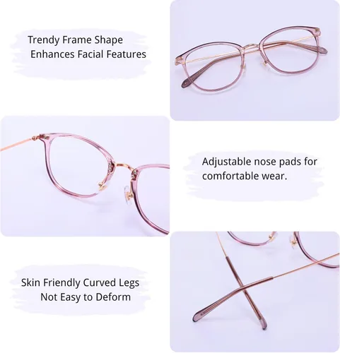 Miniatura 4 de Firmoo Blue Light Glasses, Vintage Overall Round Readers Lightweight Computer Eyewear Frame for Women Men