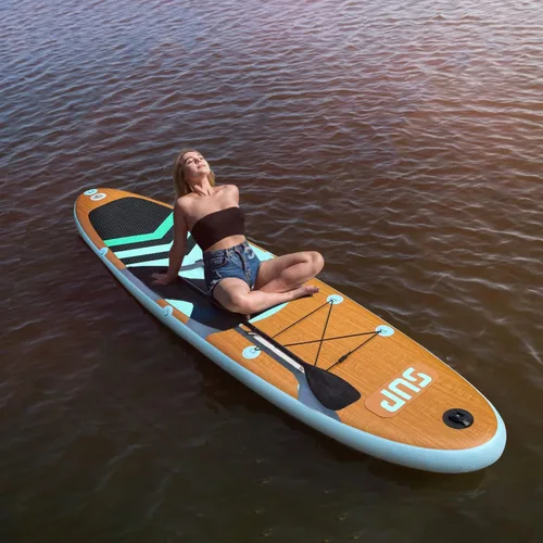 Miniatura 5 de Tabla de remo inflable (6 pulgadas de grosor), paquete ISUP con accesorios y mochila de SUP premium, cubierta antideslizante, aletas, paleta