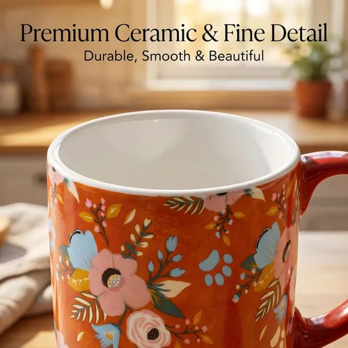 Miniatura 4 de Topadorn Taza de café de viaje de 17oz de cerámica con tapa sellada, taza de té con caja de color, apta para microondas y lavavajillas, taza de café
