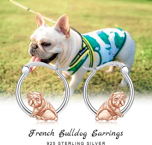 Miniatura 7 de Aretes de aro de plata de ley 925 para niñas, para orejas sensibles, joyería de perro, regalos para hija