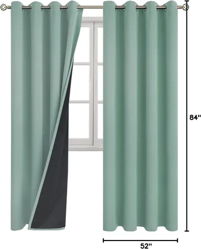 Miniatura 9 de BGment - Cortinas con aislamiento térmico para habitación, 100 % opacas, con forro negro, cortina de doble capa con ojales, reduce el ruido