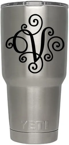 Miniatura 50 de Monogram - Calcomanía troquelada/vinilo adhesivo. Haga clic para opciones de color/letra. Disponible en cuatro colores y todas las letras de la A