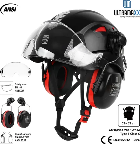 Miniatura 2 de UM ULTRAMAXX Casco de seguridad para casco duro y protección para los oídos, aprobado por ANSI Z89.1, kit de casco de trabajo ligero ventilado