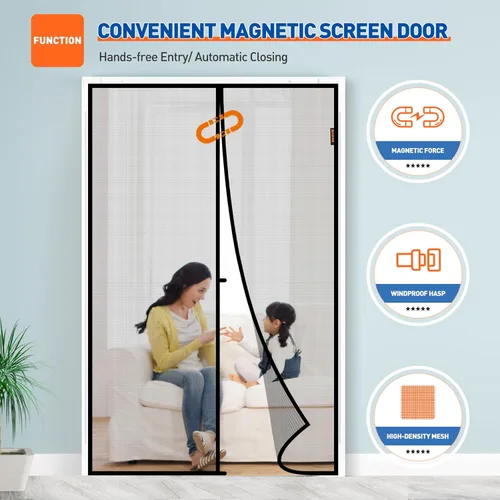 Miniatura 5 de MAGZO Mosquitera Magnética para Puerta Se Ajusta a Puerta de Tamaño 25 x 63 Pulgadas, Tamaño de Mosquitera 27" x 64" Imanes Fuertes de Malla, Red